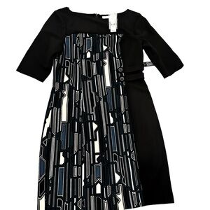 NWT New York & Company Geo Print and Black Dress Size Large 🔥🔥🔥